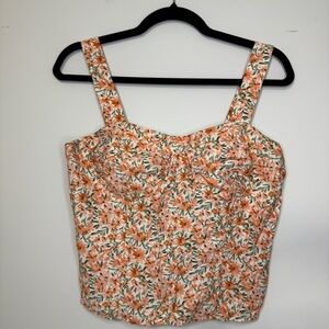 A. Byer Floral Smocked Bustier Tank Top Size L Sweetheart Neckline, Cottagecore